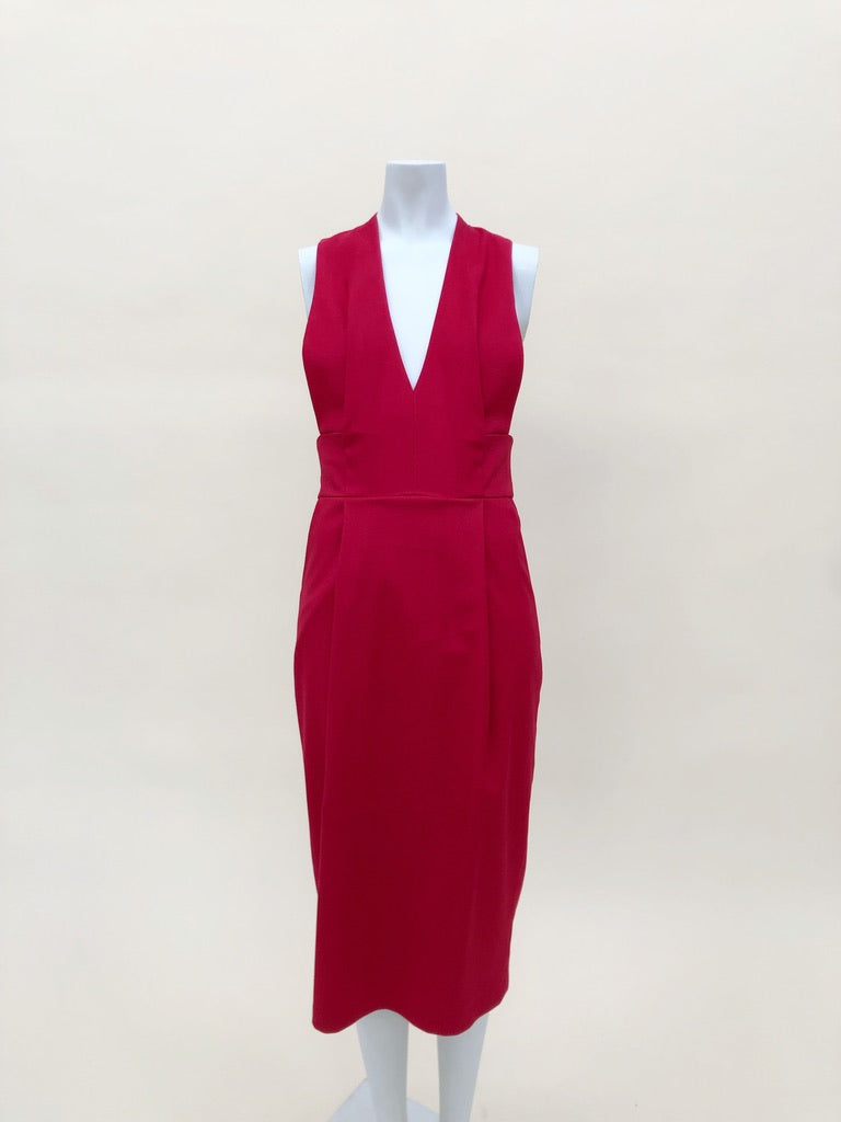 Red Sleeveless Midi Dress
