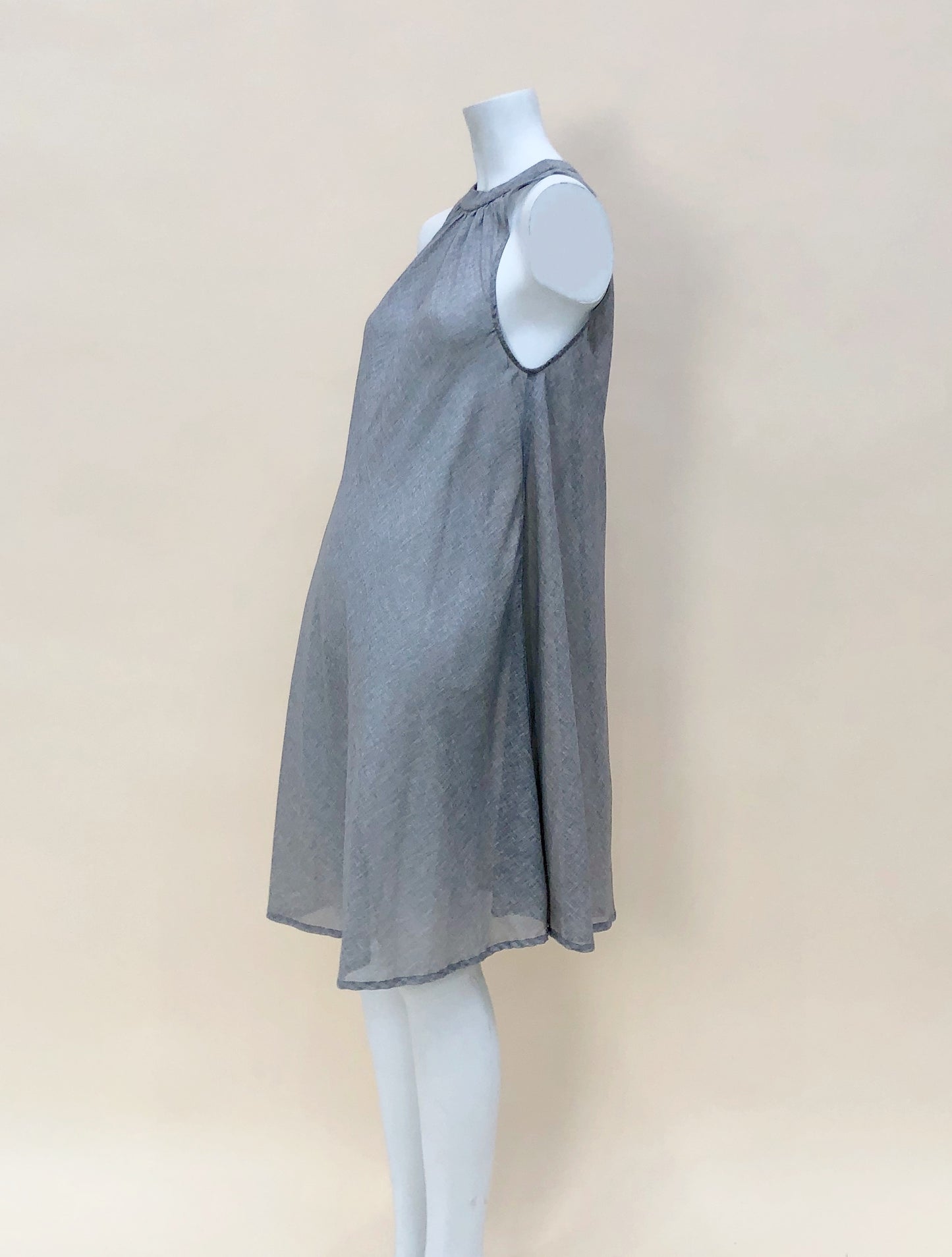 Grey Cotton Sheer Dress