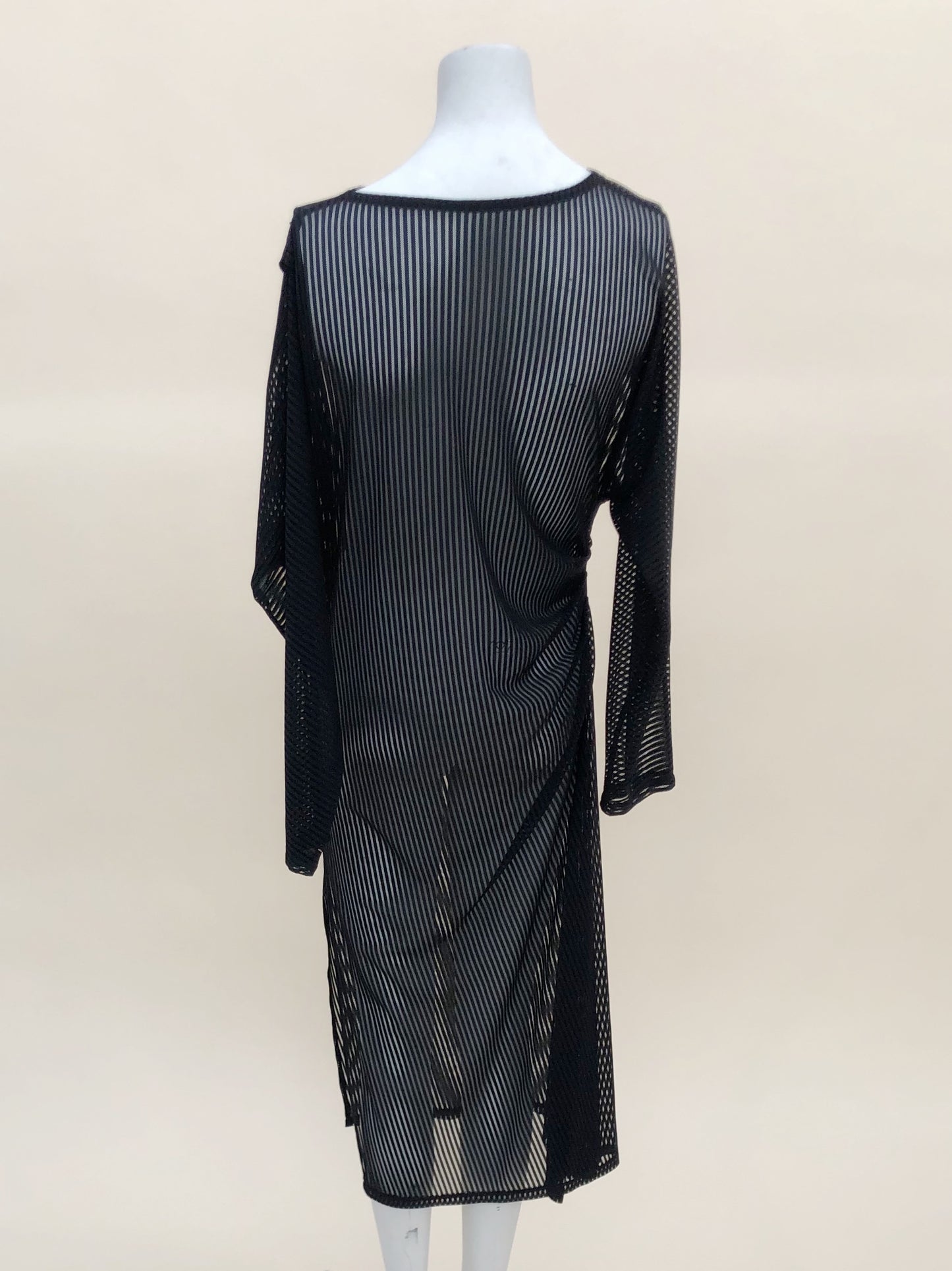 Black Stripe Mesh Dress