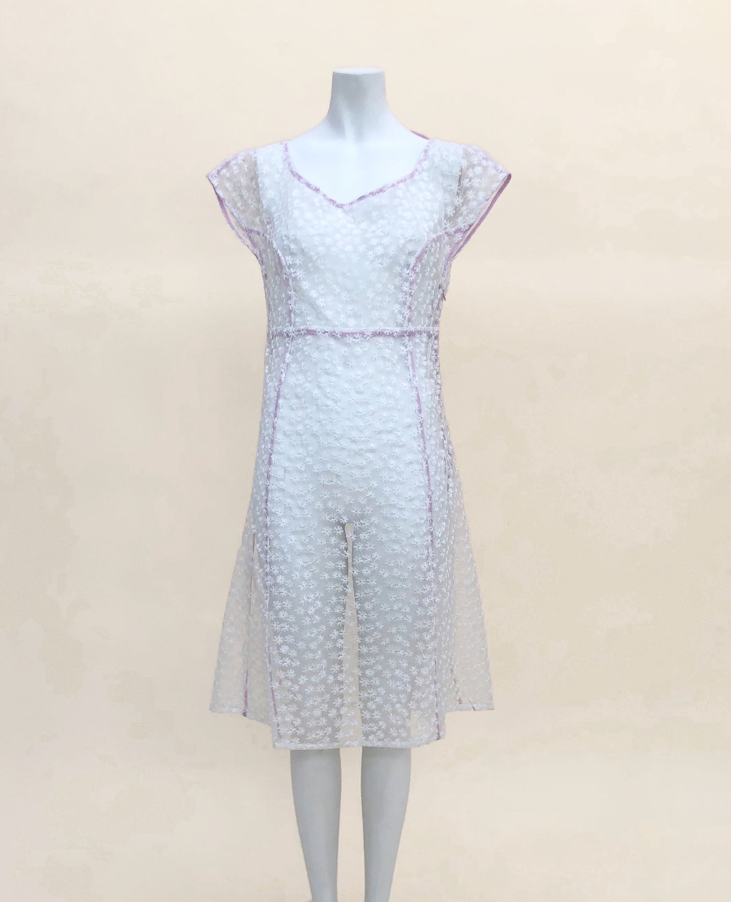 Sheer Embroidery Shift Dress