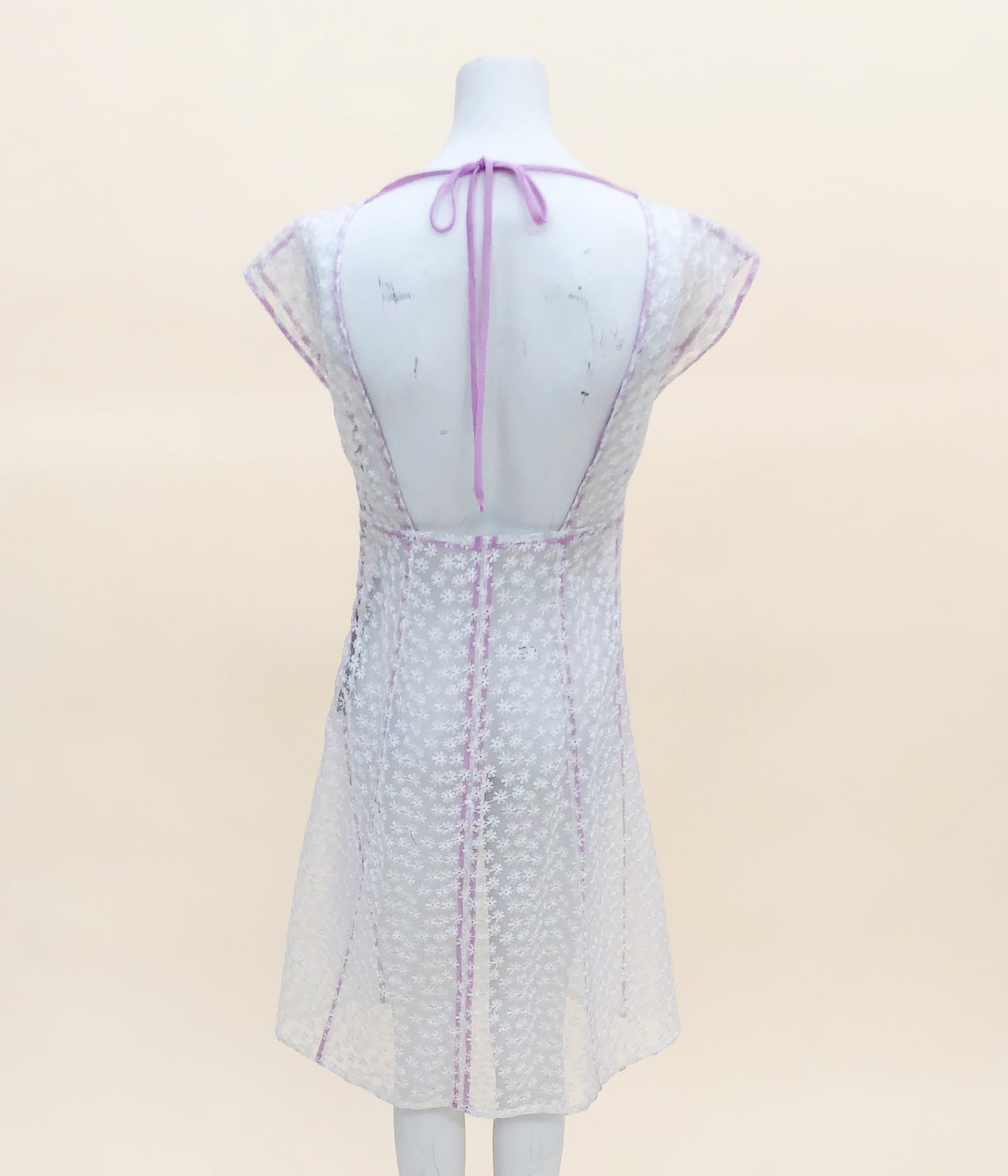 Sheer Embroidery Shift Dress