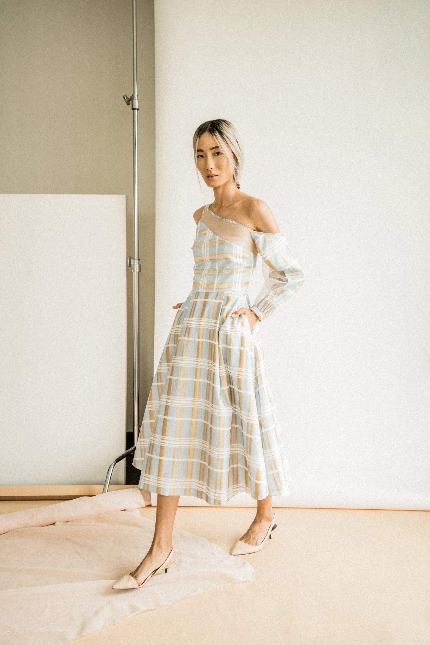 SALE | Colleen Dress in Sky Plaid