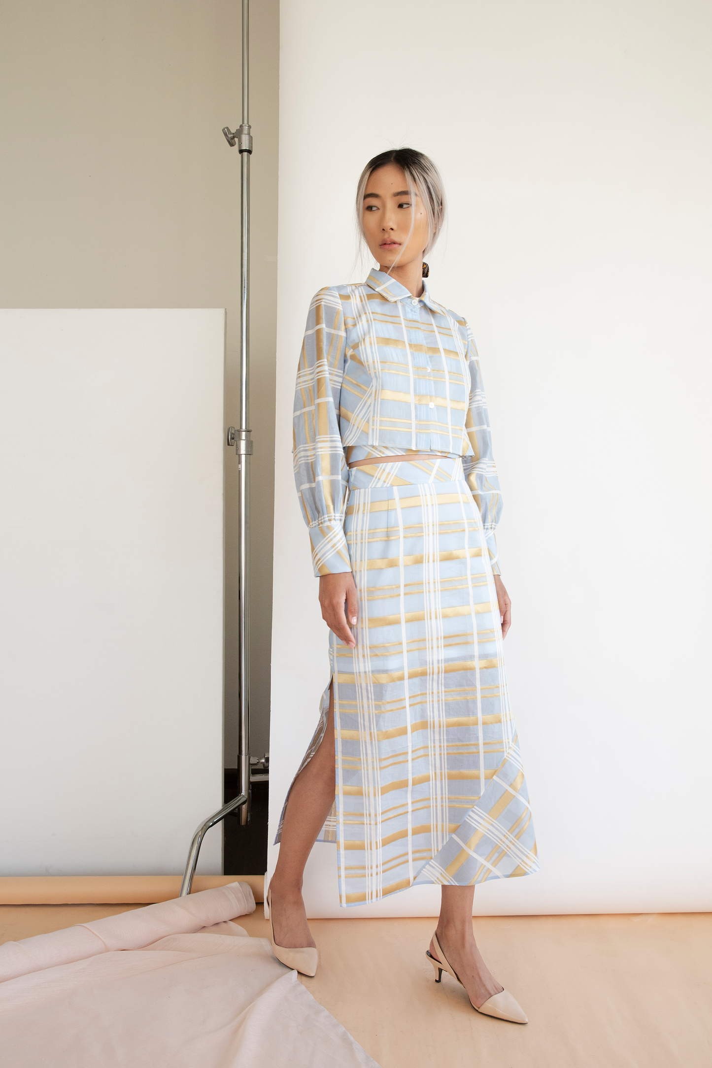 Stewart Top in Sky Plaid