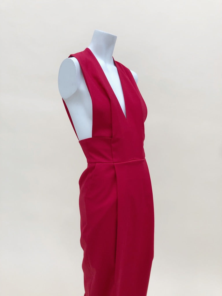 Red Sleeveless Midi Dress
