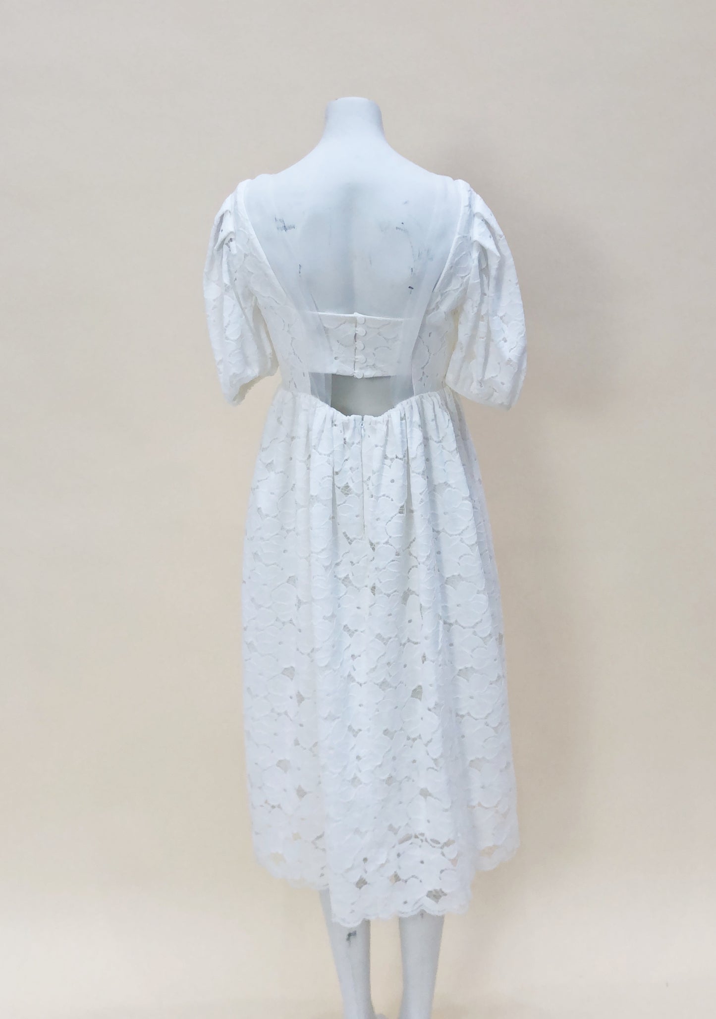 White Lace Pleated Dress