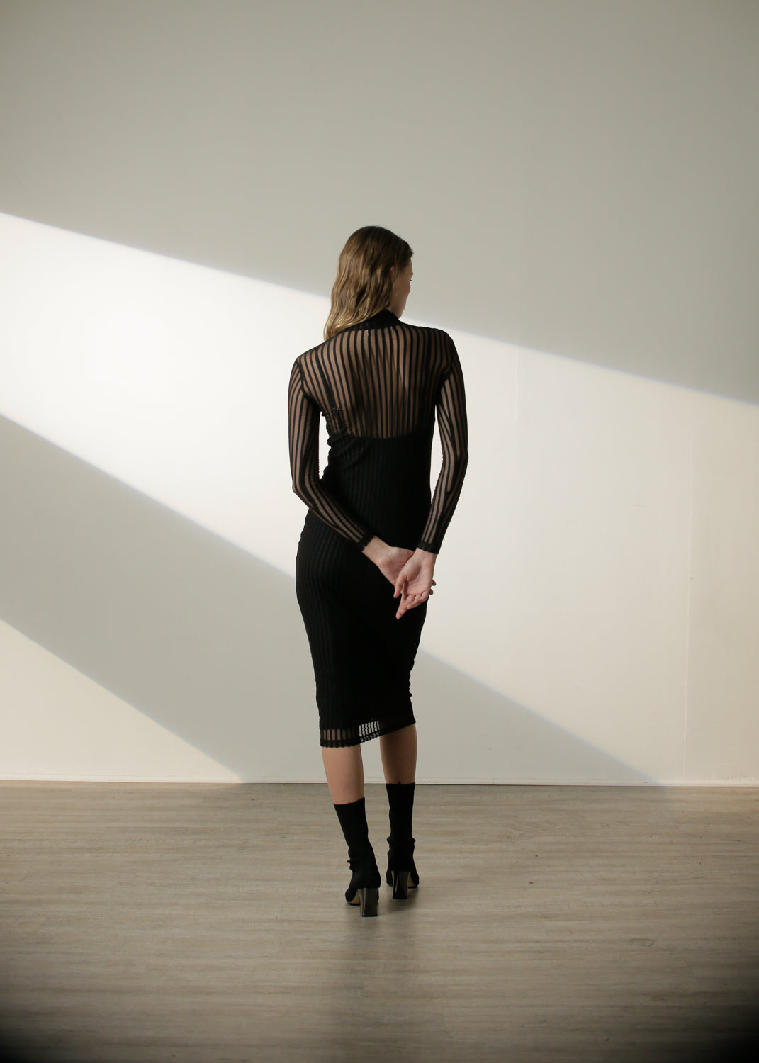 Margaux Dress in Black Stripe