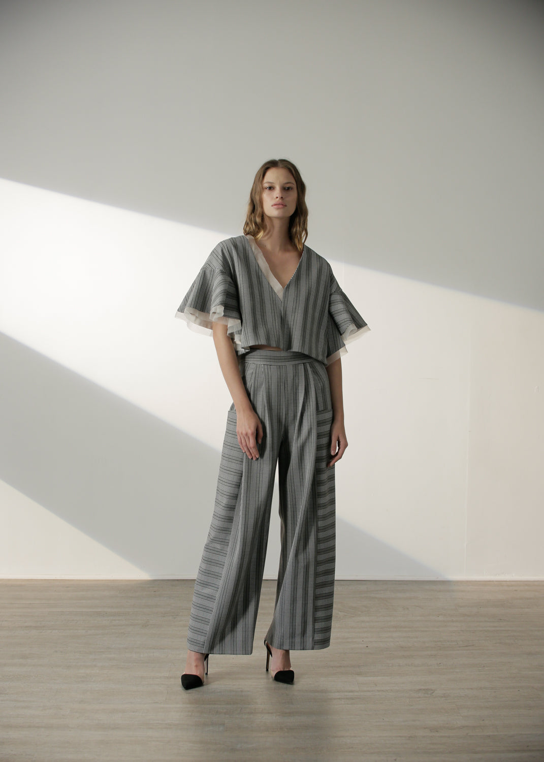 SALE | Kimiko Top in Grey Plaid