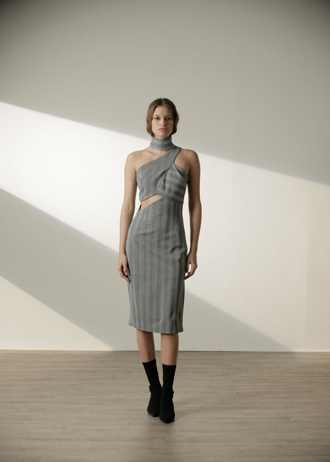 Olga Dress in Grey Plaid