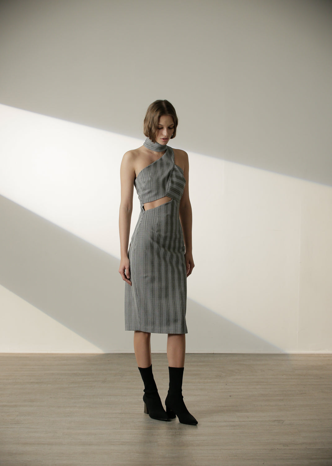 Olga Dress in Grey Plaid